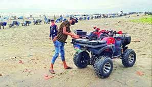 বাইকে বিপন্ন সৈকত বীচের সামুদ্রিক প্রাণি
